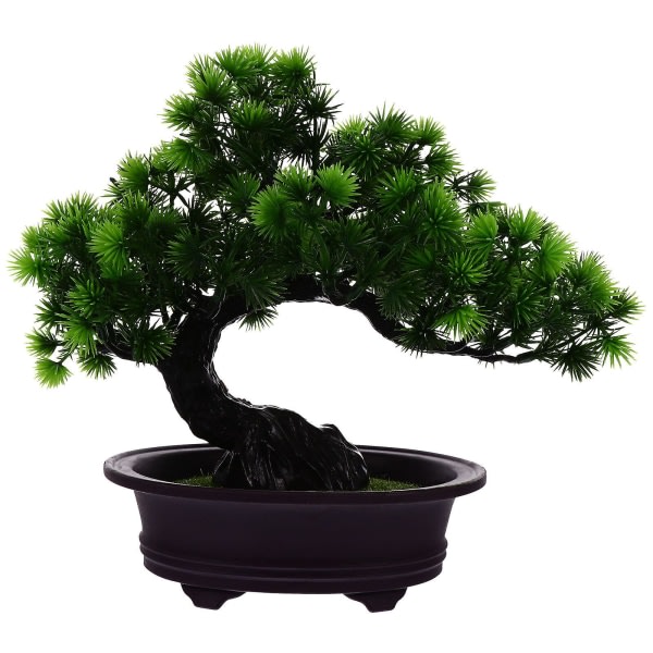 Stora utomhusväxter Japansk ceder bonsai-träd falsk växtkruka Simulering Bonsai realistisk inomhuskruka (23X31CM, grön)