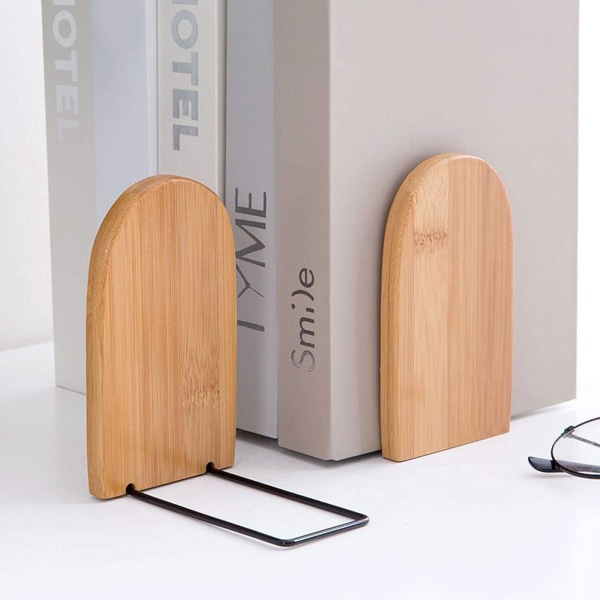 Natural Bamboo Bookend Office Book Ends 2 kpl