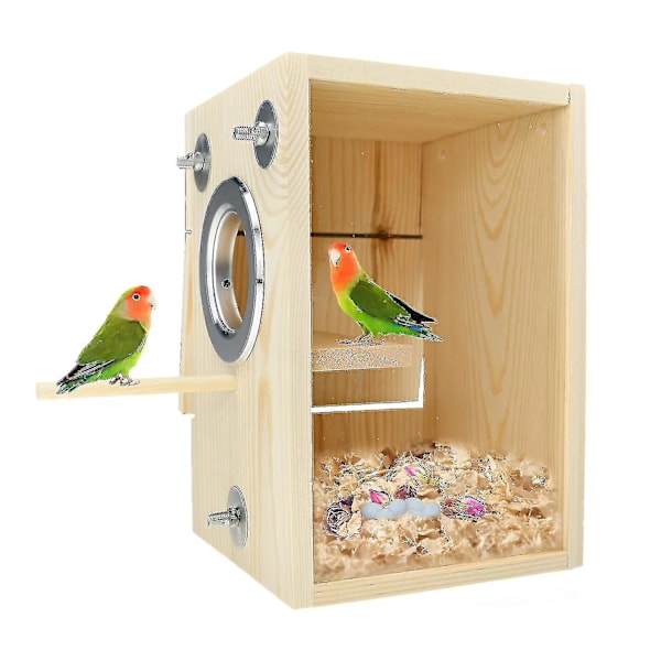 Fågelholk Undulat Häckningsholk Fågelbo Trä Akryl Transparent Häckningslåda För Finkar Dvärgpapegojor Nymfparakit Undulat Conure Papegoja