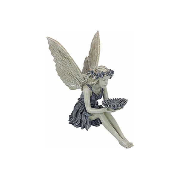 Sittende Fairy Garden Statue Figur Angel Ornament Patio Skulptur Resin Stone Landscape 14,8*8*14cm