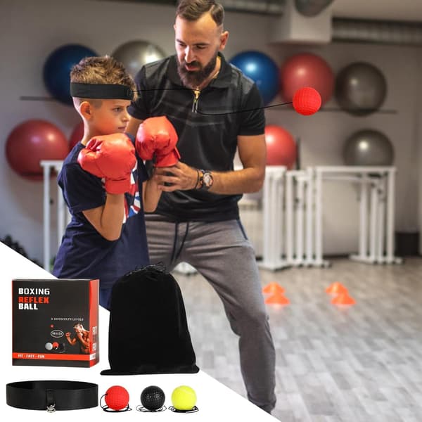 Justerbart Pannband Boxning Reflexboll Set Med 3 Bollar För Snabbhetsträning Nybörjare Inbunden Stansutrustning