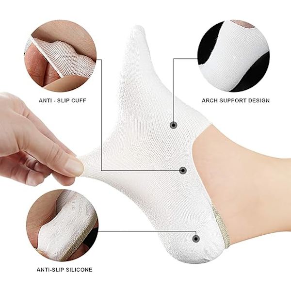 No Show Socks Women's Low Socks Non-Slip Flat Boat Line 8 Pairs