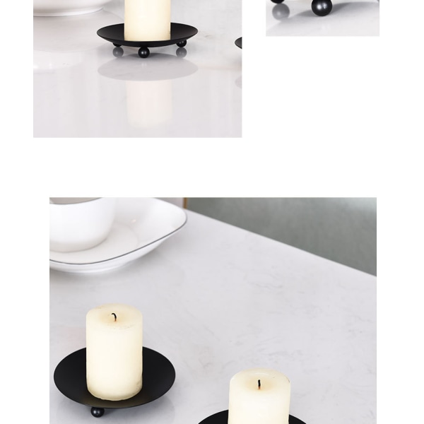 4 kpl metallisia kynttilälevyjä kynttilänjalka, musta