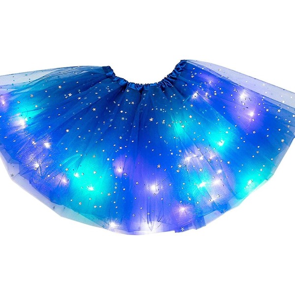 Tutu-kjol för flickor med LED-ljus Barnkjol Klassisk Tutu-kjol i tyll (kungsblå)