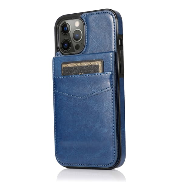 Fodral Plånbok med Kortfack, Premium Läder Magnetlås Ställ Robust Skydd för iPhone 29 (Kungsblå) Kungsblå Royal blue iphone12pro Max