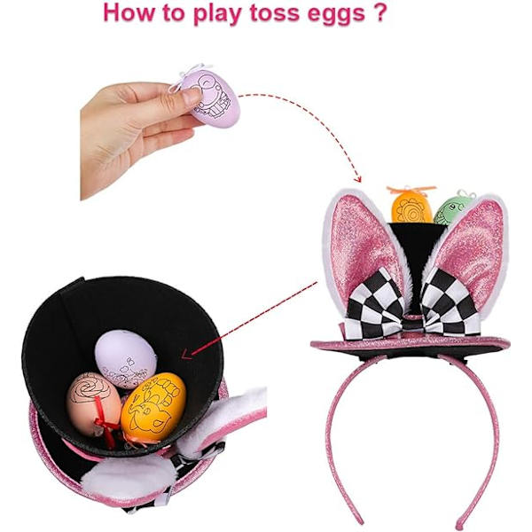 DIY Påskehatt Hodebånd med 3 Påskeegg Morsomme Mini Topphatt Hodebånd Interaktive Rekvisitter