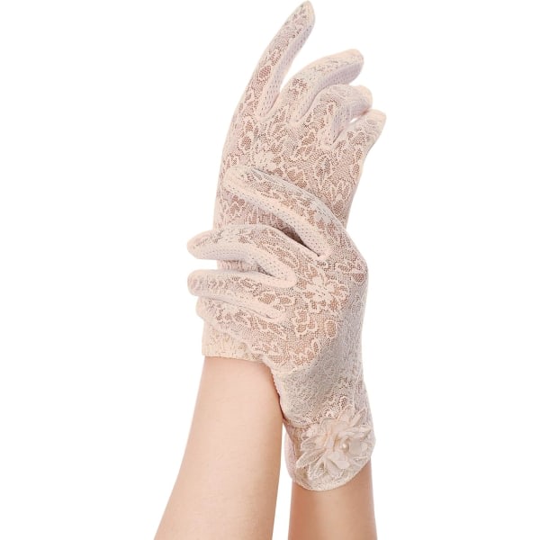 Lady Lace Floral Gloves Tyylikkäät lyhyet pitsikäsineet Kesähanskat