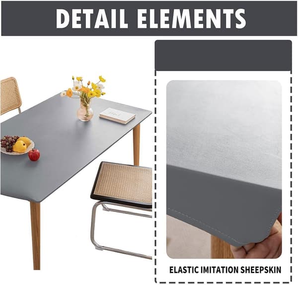 1 stk. rektangulær strækdug grå 90x150CM, elastisk rektangulær dug anti-plet vandtæt PVC dug aftørbar til køkken have rejse