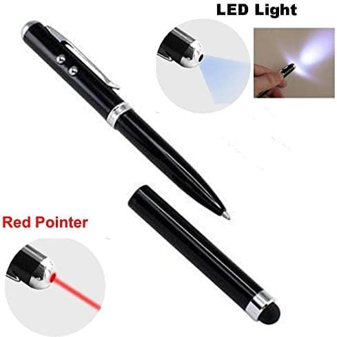 [2 stk.] 4-i-1 Universal Touch Screen Pen + Kuglepen + Pointer + LED Lommelygte til Smartpho_xx