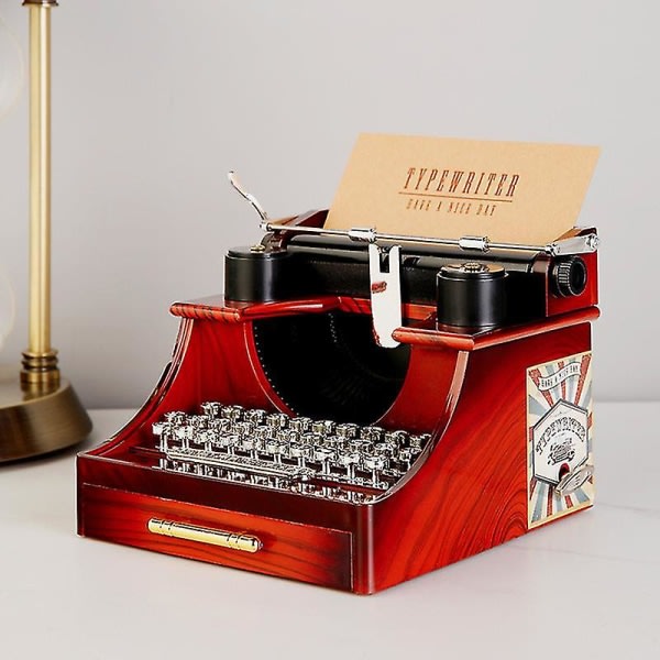Tre Håndsveiv Klassisk skrivemaskin Modell Musikkboks Tremetall Antik musikkboks jul