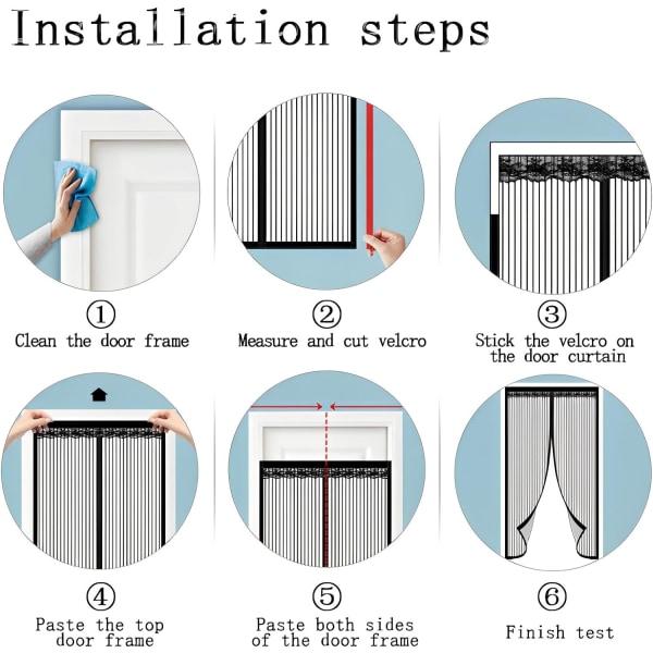 Magnetisk flugskärmdörr, insektsskydd balkongdörr, fluggardin, myggnät 85*200cm