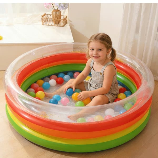 Ins dansk retro randig uppblåsbar pool, baby Sequin Rainbow Pool 90# (460g)