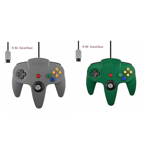 2-pakks Klassisk Ledningsbasert N64-Kontroller Retrospill 64-bitts Spillkontroll Joystick Erstatningskontroll 22 2pcs
