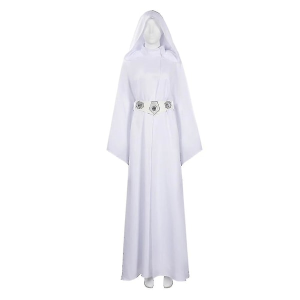 Karneval 2024 Børn Voksen Rumkamp Prinsesse Kostume Maskerade Festtøj Hvid Kåbe Rollespil Leia Cosplay Kostume Voksen Adult L