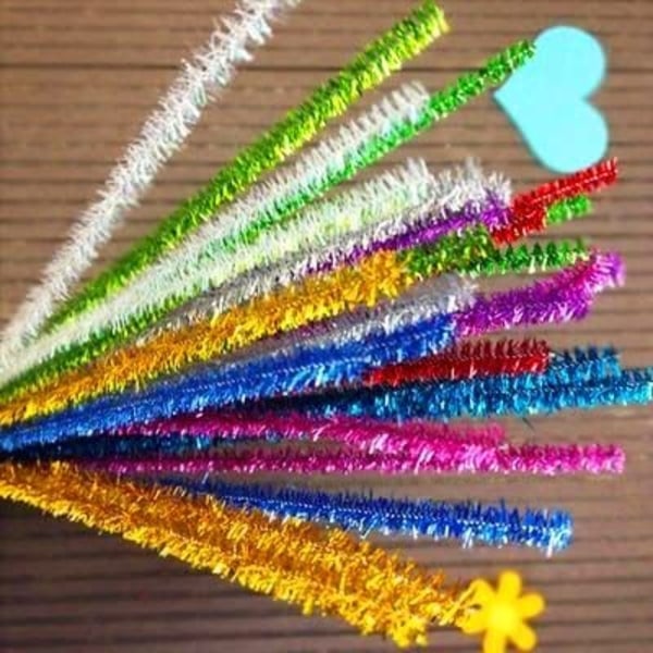 100 STK 12 tommer Glitter Tinsel Creative Arts Chenille Stems Piperensere (flerfarvede)