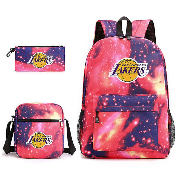 Kolmiosainen koululaukku Lakersin printed case Olkalaukku Tähtipunainen Yksittäinen olkalaukku