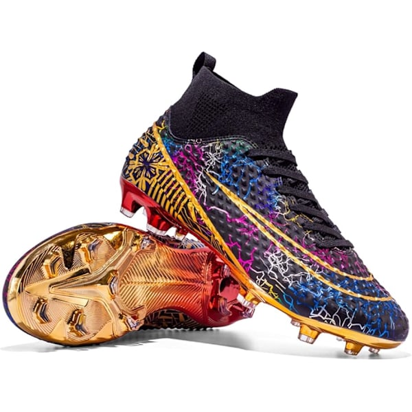 Mænds Atletiske Udendørs Indendørs Komfortable Fodboldsko Drenge Fodbold Studerede Sneakers Sko Høj Greb Sort black EU39