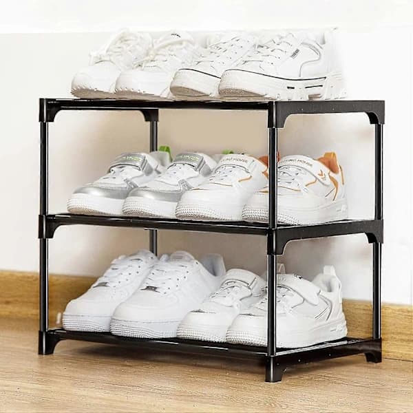 Small Shoe Rack, 3-Tier Small Shoe Rack, Mini Shoe Organizers, Narrow Stackable Shelf Storage Shoe Rack Organizer for Hallway, Bedroom, Quick Mo...