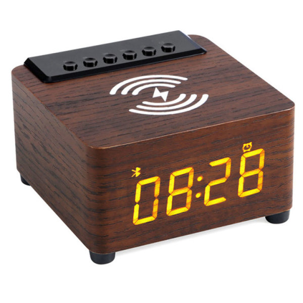 Digital klockradio i trä med trådlös laddstation LE
