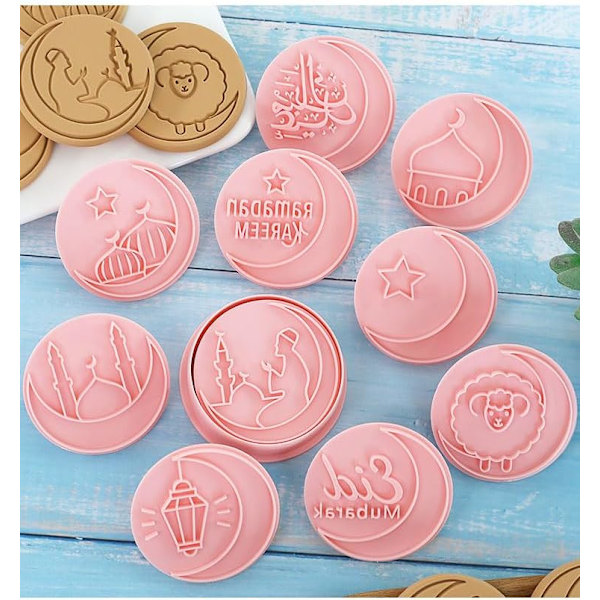 10 stk Eid Mubarak Kageudstikker Sæt, SætIslamisk Muslimsk Biscuit Form (Eid-10 stk)