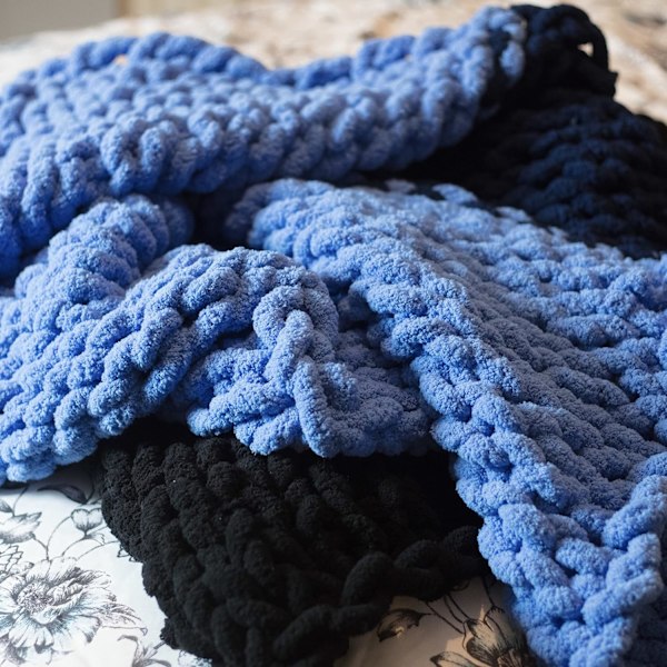 Roving 3-pack (ca 27 meter vardera) - Indigo - Fluffig Ch