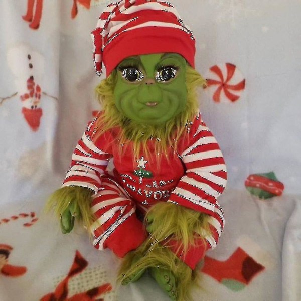 Joulu Grinch Lateksi Pehmo Nalle Reborn Baby Grinch Täytetty Lelut Xmas Lahja