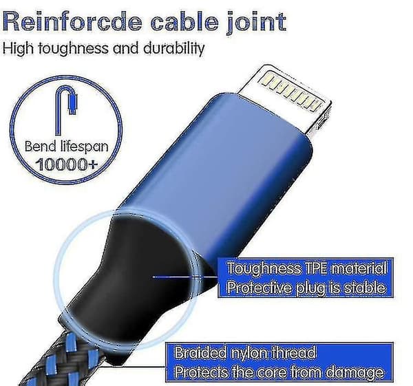 5-pack nylon Iphone laddare Lightning kabel Snabbladdning_xx