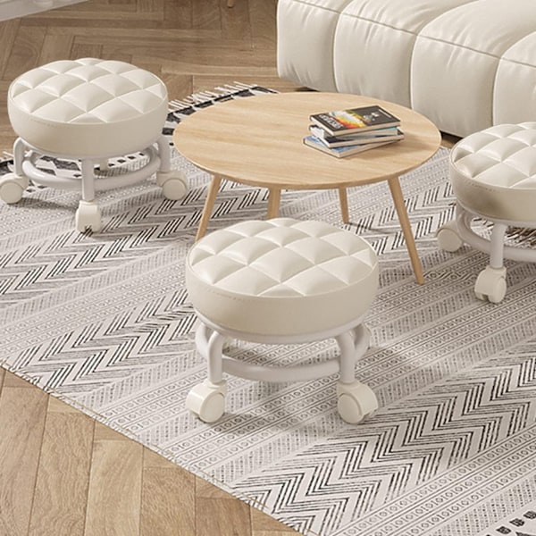 Matala pyörällinen jakkara 360° yleispyörillä Beige