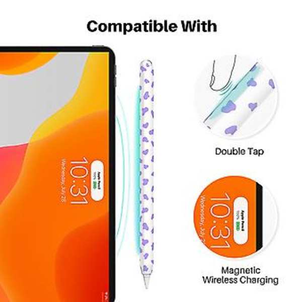 Silikonfodral för Apple Pencil 2, Repskyddande, Skyddande Omslag för iPad Pekskärmspenna, för Pencil 2nd, Skyddsfack, Hållare, Himmelblå