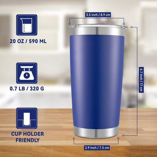Rustfritt stål reisekrus 600ml Bærbar termoskopp BPA-fri isolert kaffe tekopp blå