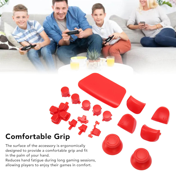 16 stk spillkontrollknapper for PS5-kontroller, erstatningsknapper for tommel og avtrekkere for PS5-kontroll Red
