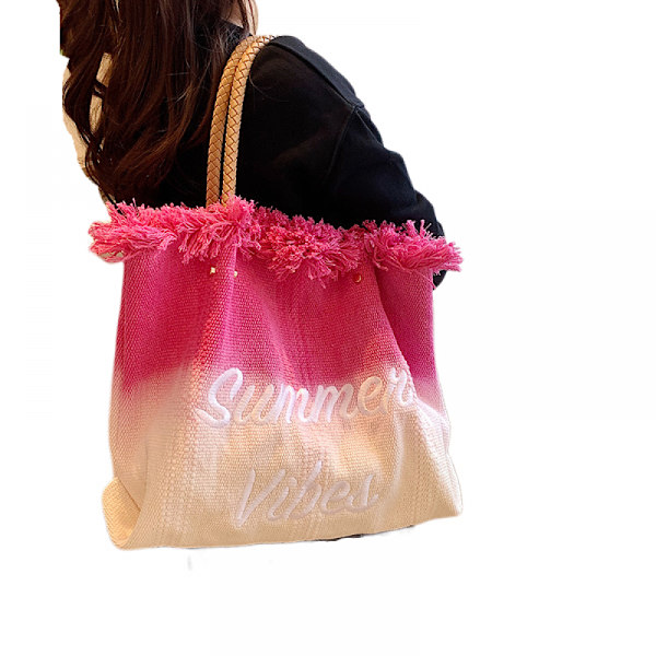 Strandväska för kvinnor, extra stor toteväska för kvinnor, stor strandväska för kvinnor（Rosa）