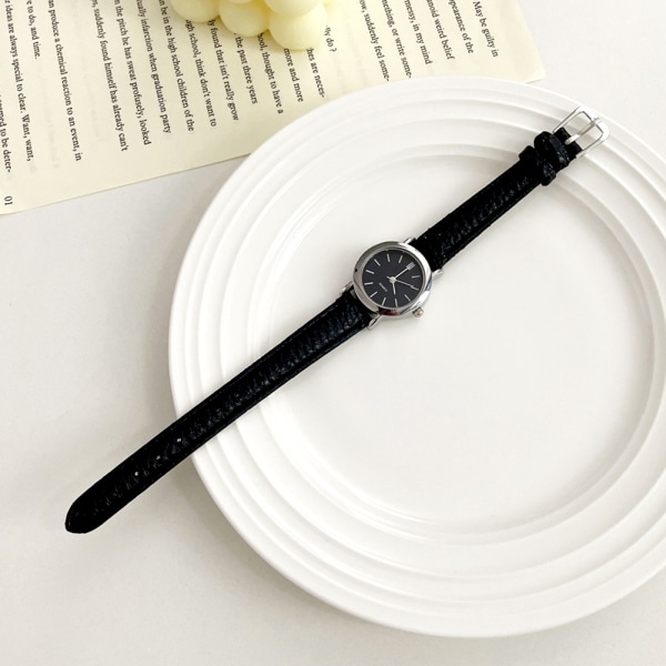 Unisex watch Minimalistisk stil Klassisk PU-läderrem med rund watch c