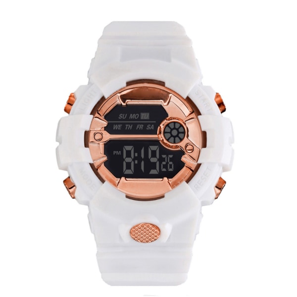 Vattentät Digital Unisex watch LED-kalenderklockor Tillbehör för barn white gold