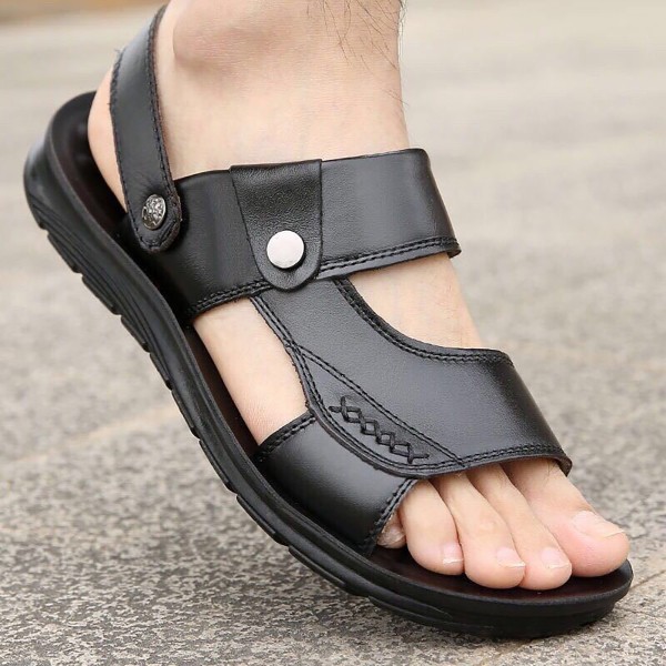 Platta sandaler Herr Loafer Extremt bekväma anti-halk strandskor black 40