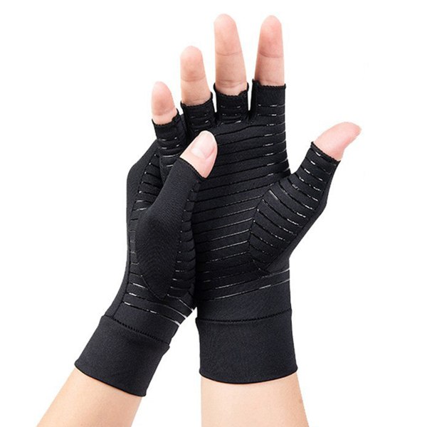 Kompressionshandskar för sportåterhämtning Unisex Halvfingerhandskar black full finger l