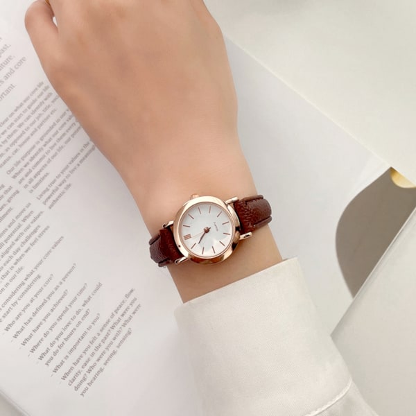 Unisex watch Minimalistisk stil Klassisk PU-läderrem med rund watch h