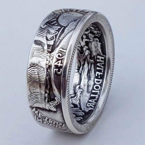 Herr Mynt Ring Brev snidad Ring Legering Slät yta Herr tumringar för Dejting Shopping Outfit Accessoar silver number 10