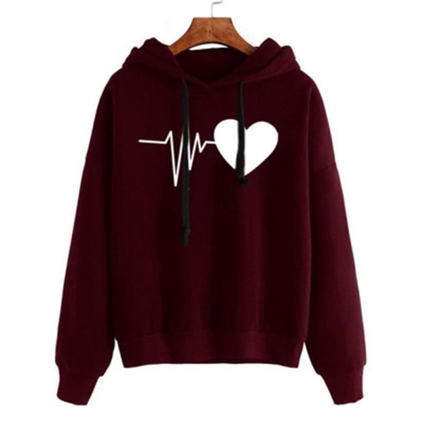 Plyschfodrad unisex -huvtröja Love Heart- printed huvtröja med dragsko black 3xl