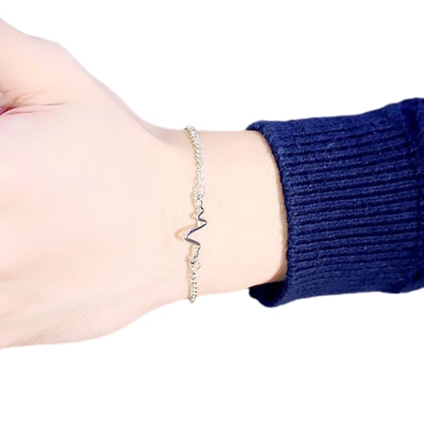 Kvinnor EKG-form hängande armband Utsökt legering Hypoallergent armband Justerbart hona gold