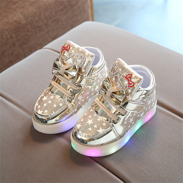 Light Up Shoes Blinkande andas Sneakers Luminous Casual Shoes for Kids gold 26