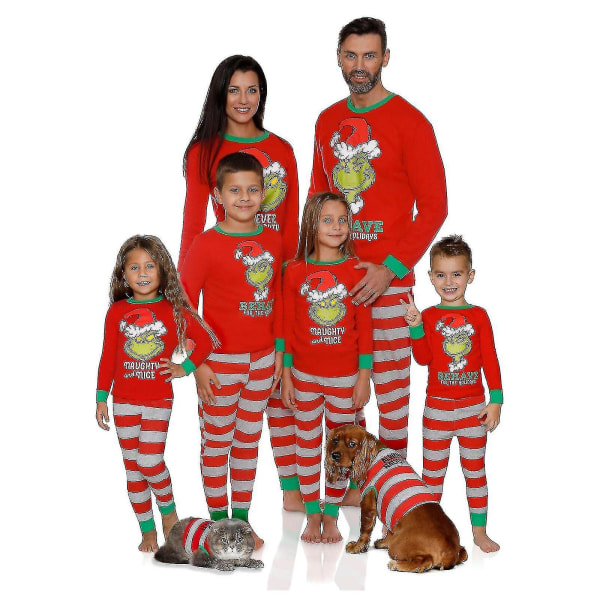 Grinchen julpyjamas familjematchande kläder vuxna barn nattkläder pjs set boy 110