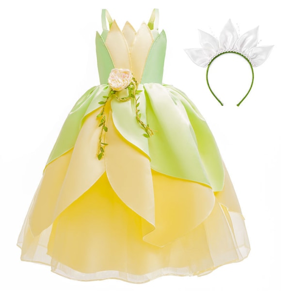 Ny Tiana Princess Dress Lyxklänning kommer med ärmar Cos Dress wreath 100cm