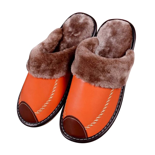 Alpha tofflor plysch foder PU läder övre unisex män kvinnor varma tofflor red 36-37