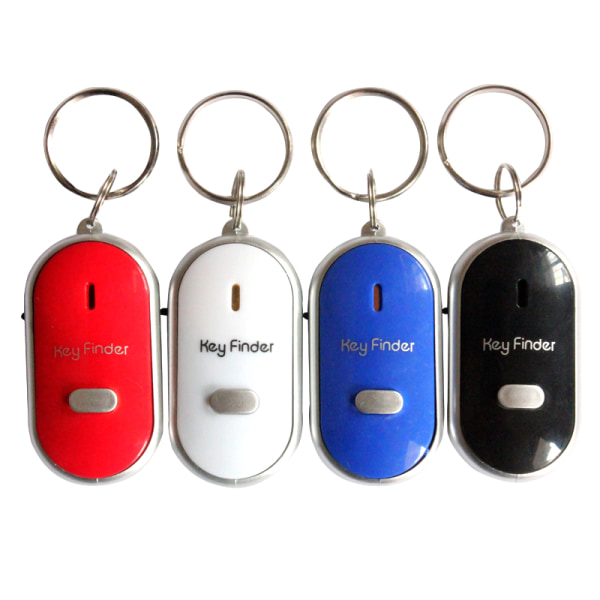 LED Key Finder Locator Hitta borttappade nycklar Kedja Nyckelring Visselljudkontroll white
