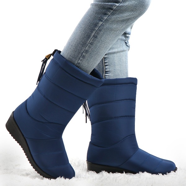 Kvinnors vinterstövlar Vattentät Lättvikt Varmt Mode Mid Calf Boot blue 35