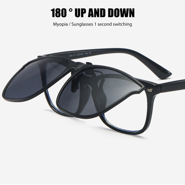 Polariserade Clip-on Flip Up Solglasögon UV400 linser Vändbara gradient tea