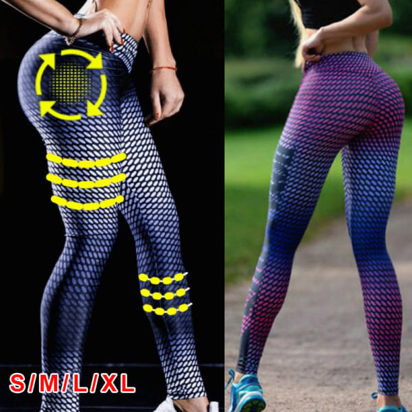 Kvinnor Anti-Celluliter Kompression Slim Leggings Gym Löp Yoga Sport Byxor b s