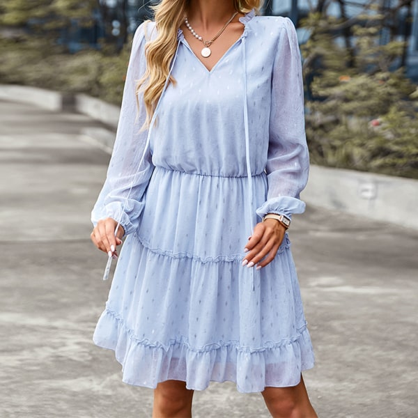 Sexig långärmad kjol för tjej 4 storlek Välj S/M/L/XL Lämplig för middagsbalsbankett light blue s