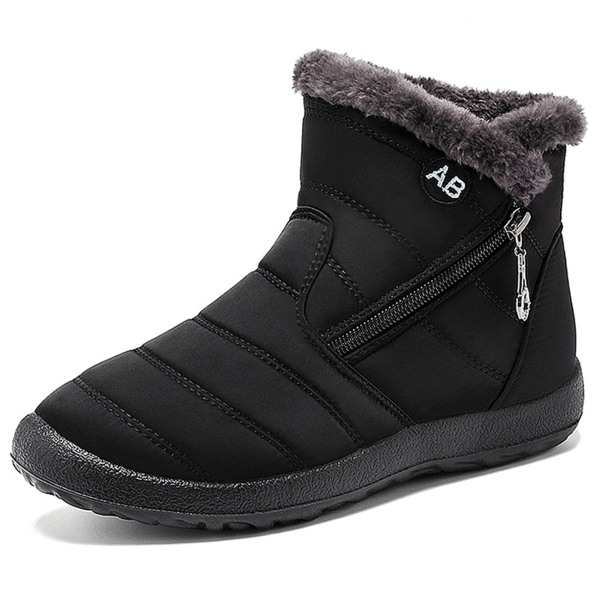 Stövlar För Dam Fluffiga Tjock Fleece Fodrade Snow Boots Varma Ankel Boots med dragkedja gray 39